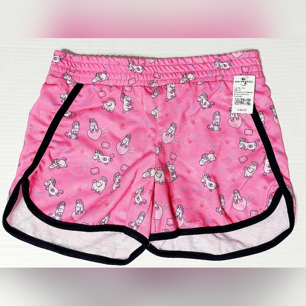 Universal Studios Despicable Me Minion Mayhem Pink Fluffy Unicorn Shorts Size XL